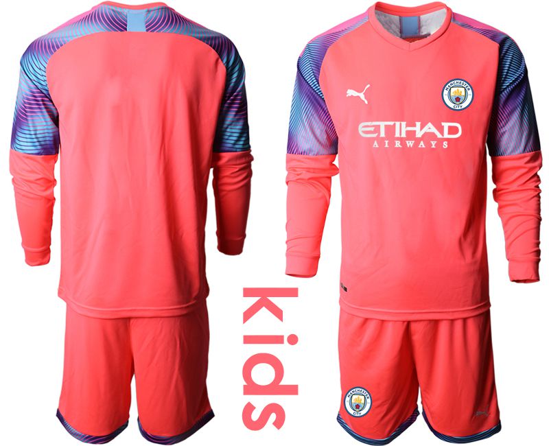 Youth 2019-2020 club Manchester City pink goalkeeper Soccer Jerseys->->Soccer Club Jersey